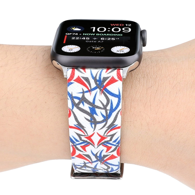 Thorns Impression Bracelet de Montre en Cuir Véritable pour Apple Watch Ultra 49mm&Watch Ultra 2 49mm / Series 10 46mm / 9&8&7 45mm / SE 3&SE 2&6&SE&5&4 44mm / 3&2&1 42mm, 44mm