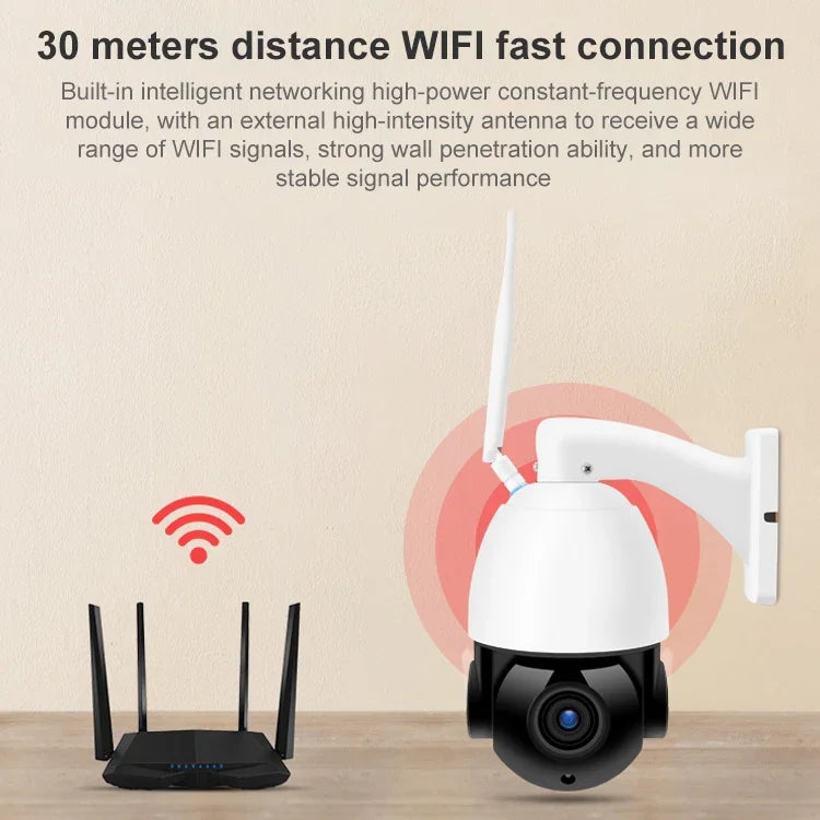 Caméra dôme intelligente WiFi sans fil QX5 2,0 millions de pixels 1080P HD avec zoom 20X, prend en charge la vision nocturne infrarouge / la détection de mouvement / l'interphone vocal / la carte TF, prise AU, version WiFi