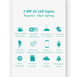 Caméra intelligente DP16 2.0 Mégapixels 42 LEDs pour éclairage de jardin, avec détection de mouvement / vision nocturne / interphone vocal / carte TF, prise AU, DP16