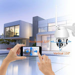 Caméra de surveillance sans fil HD PTZ, caméra dôme de sécurité domestique extérieure étanche IP66, supporte la vision nocturne, la détection de mouvement et la carte TF, prise US, 2,0 MP