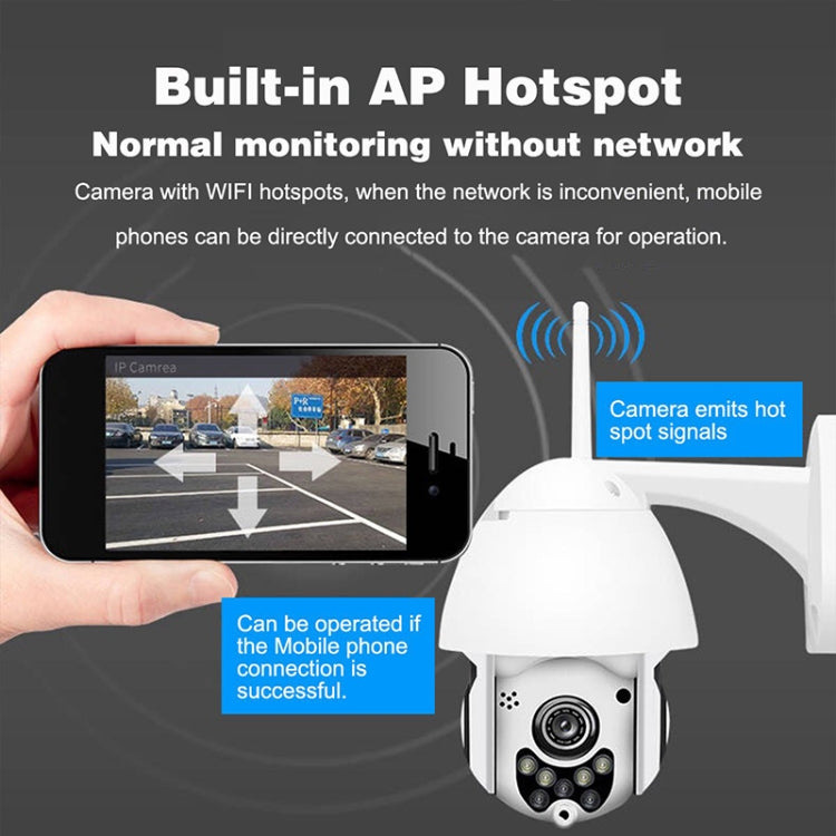 Caméra de surveillance sans fil HD PTZ, caméra dôme de sécurité domestique extérieure étanche IP66, supporte la vision nocturne, la détection de mouvement et la carte TF, prise US, 2,0 MP