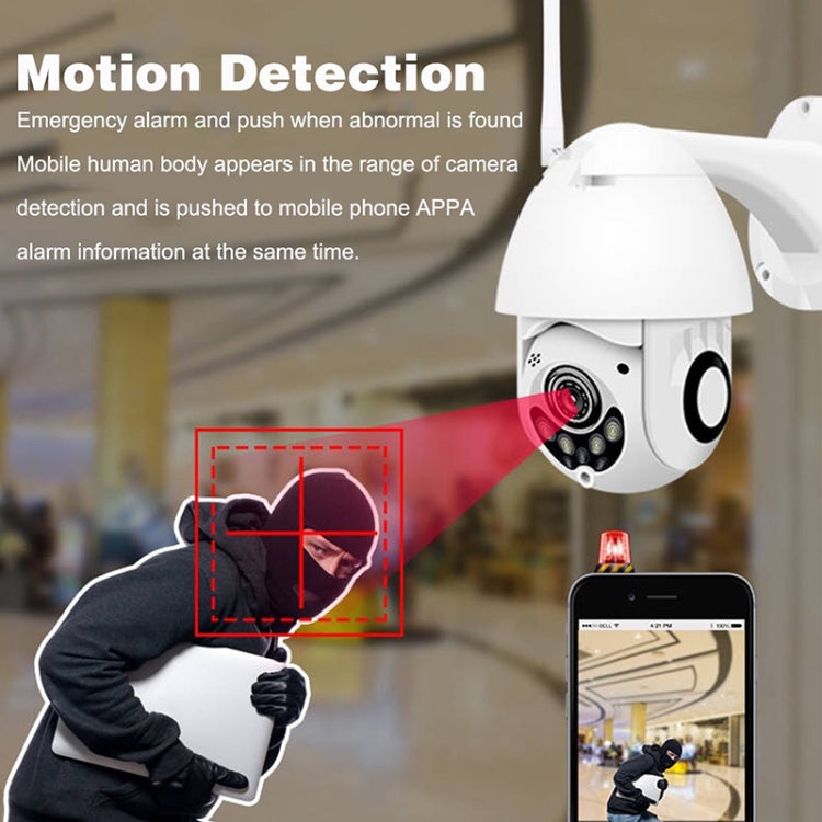 Caméra de surveillance sans fil HD PTZ, caméra dôme de sécurité domestique extérieure étanche IP66, supporte la vision nocturne, la détection de mouvement et la carte TF, prise US, 2,0 MP