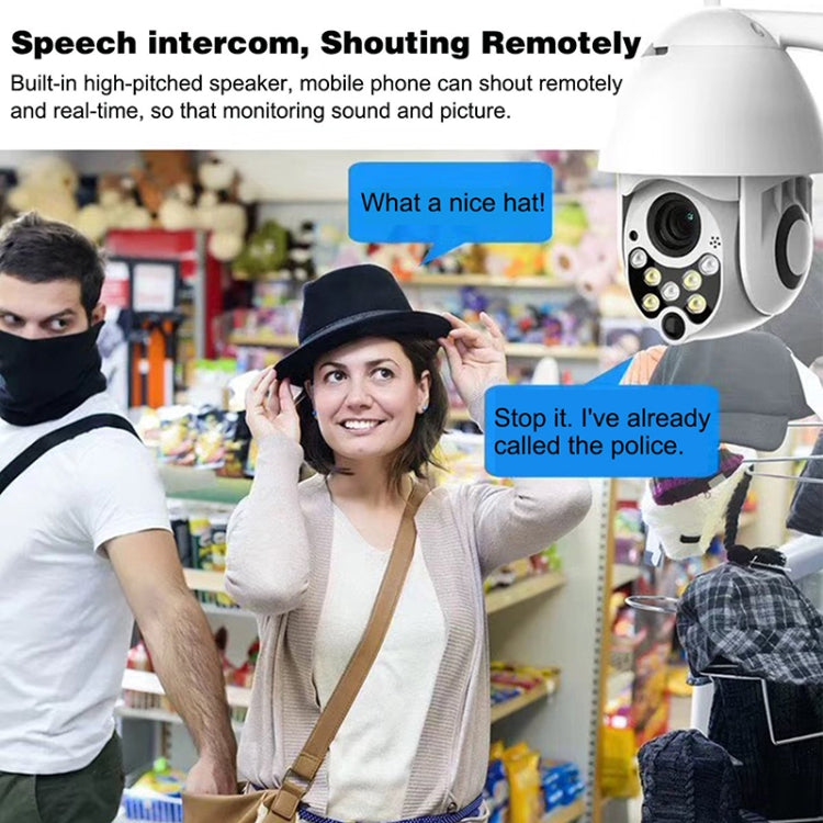 Caméra de surveillance sans fil HD PTZ, caméra dôme de sécurité domestique extérieure étanche IP66, supporte la vision nocturne, la détection de mouvement et la carte TF, prise US, 2,0 MP
