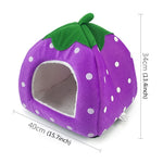 Niche pour animaux de compagnie pliable en forme de fraise en peluche courte, Taille : L, Rouge, Taille L, Rose, Taille L, Violet, Taille L