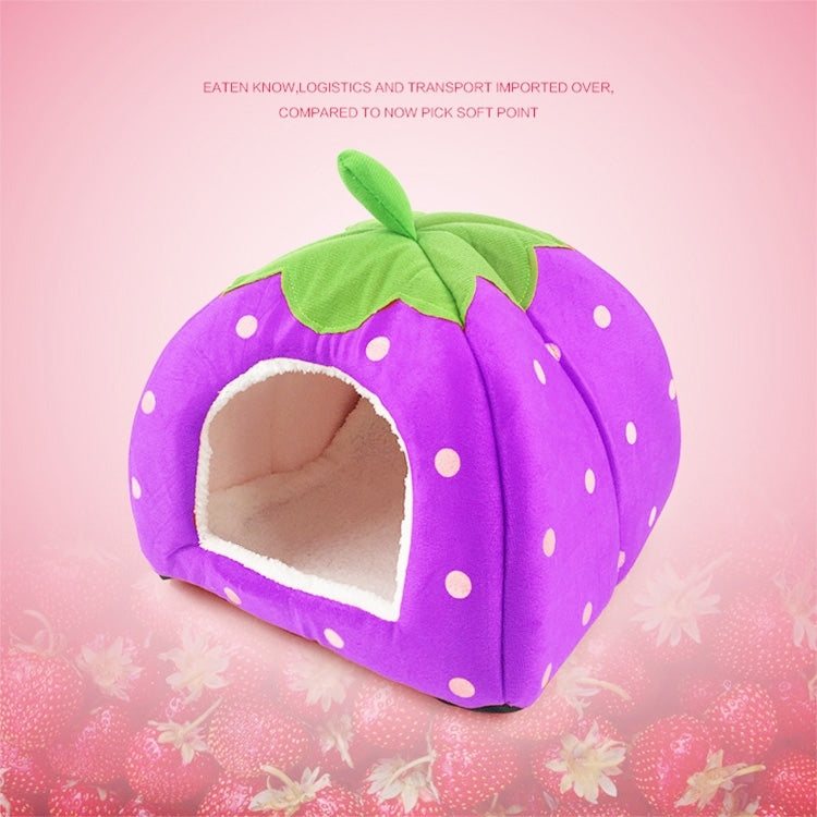 Niche pour animaux de compagnie pliable en forme de fraise en peluche courte, Taille : L, Rouge, Taille L, Rose, Taille L, Violet, Taille L