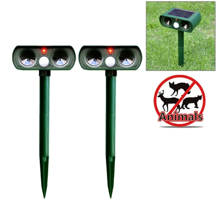 2 pièces puissant répulseur animal solaire ultrasonique avec capteur PIR et capteur de lumière, certifié CE / ROHS, 2 pièces RC-510