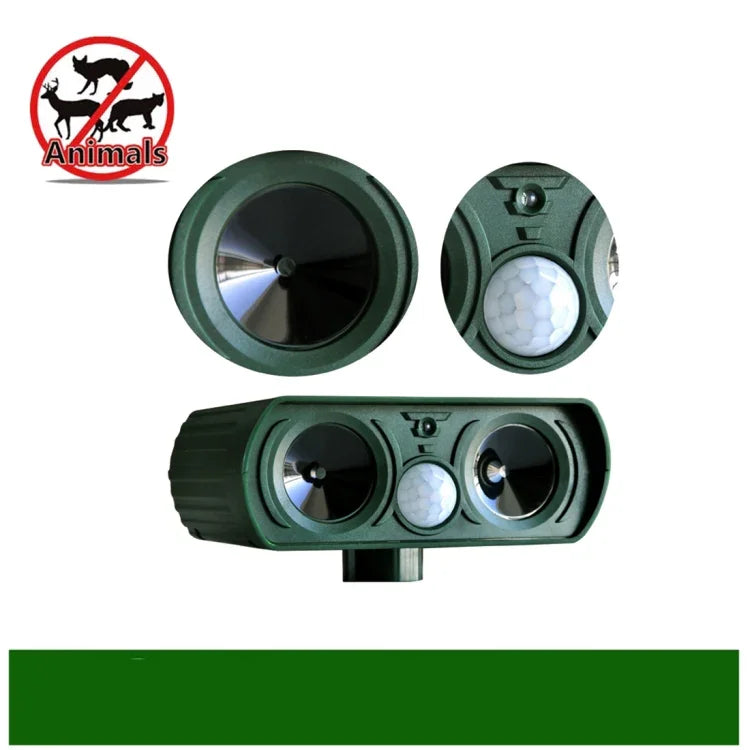 2 pièces puissant répulseur animal solaire ultrasonique avec capteur PIR et capteur de lumière, certifié CE / ROHS, 2 pièces RC-510