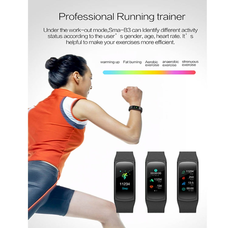 Traqueur d'activité SMA-B3 écran 0,96 pouce Bracelet intelligent Bluetooth, étanchéité IP67, suivi d'activité / moniteur de fréquence cardiaque / tensiomètre / déclenchement à distance, SMA-B3/Orange, SMA-B3/Vert, SMA-B3/Bleu, SMA-B3/Noir