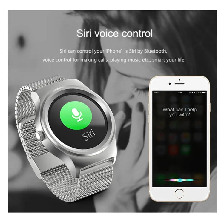 Montre connectée Bluetooth SMA ronde de 1,28 pouce, étanche, avec commande vocale, moniteur de fréquence cardiaque, suivi du sommeil et caméra Bluetooth, compatible avec Android et iOS.