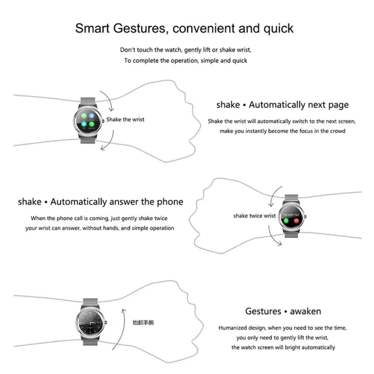 Montre connectée Bluetooth SMA ronde de 1,28 pouce, étanche, avec commande vocale, moniteur de fréquence cardiaque, suivi du sommeil et caméra Bluetooth, compatible avec Android et iOS.