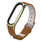 Mijobs Screwless Magnetic Case Top-grain Leather Watch Band for Xiaomi Mi Band 5 & 6, Host not Included