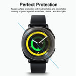 Samsung Gear Sport tempered glass screen protector providing tough surface protection against scratches and smudges.