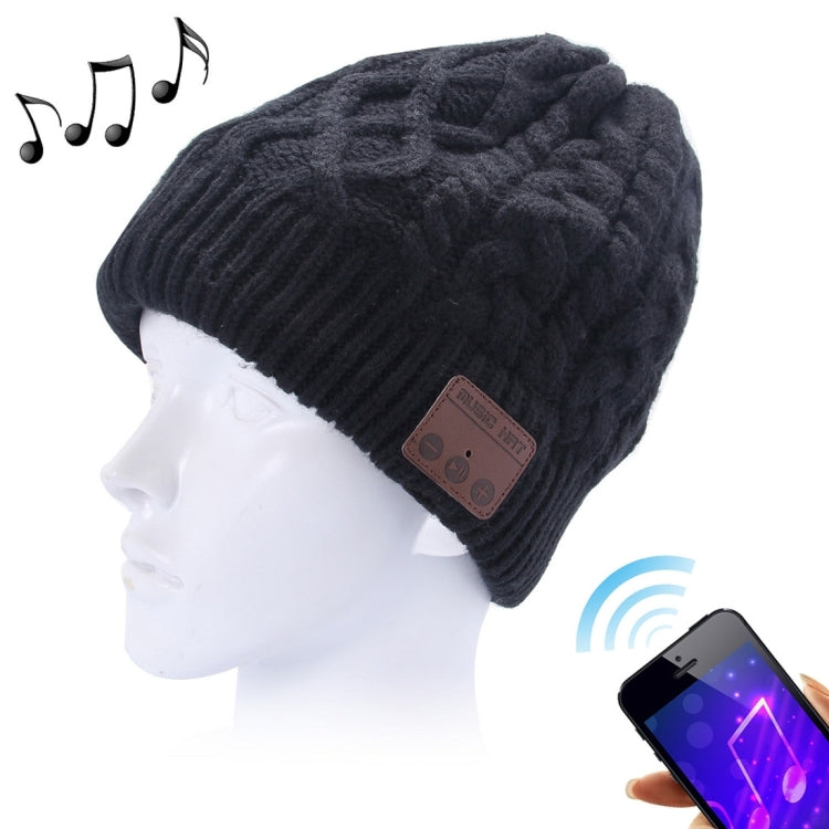 Bonnet d'hiver chaud en maille texturée ondulée avec micro et oreillette Bluetooth intégrée pour garçon, fille et adulte