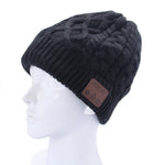 Bonnet d'hiver chaud en maille texturée ondulée avec micro et oreillette Bluetooth intégrée pour garçon, fille et adulte