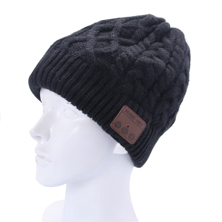 Bonnet d'hiver chaud en maille texturée ondulée avec micro et oreillette Bluetooth intégrée pour garçon, fille et adulte