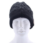 Bonnet d'hiver chaud en maille texturée ondulée avec micro et oreillette Bluetooth intégrée pour garçon, fille et adulte