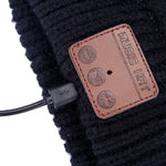 Bonnet d'hiver chaud en maille texturée ondulée avec micro et oreillette Bluetooth intégrée pour garçon, fille et adulte