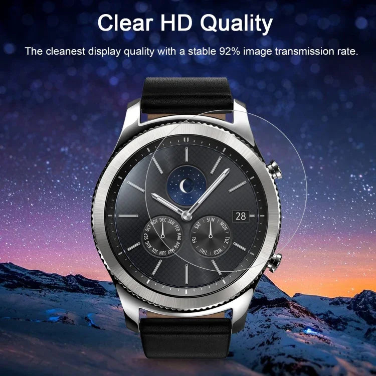 ENKAY Hat-Prince pour montre connectée Samsung Gear S3 - Film de protection d'écran en verre trempé anti-explosion, épaisseur 0,2 mm, dureté de surface 9H, diamètre 2,15D