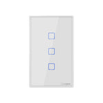 Interrupteur mural tactile Sonoff T2 120mm en verre trempé, interrupteur lumière domotique, compatible Alexa et Google Home, AC 100V-240V, prise US, 120mm / 3 prises US