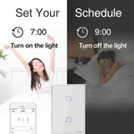 Interrupteur mural tactile Sonoff T2 120mm en verre trempé, interrupteur lumière domotique, compatible Alexa et Google Home, AC 100V-240V, prise US, 120mm / 3 prises US