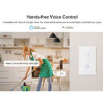 Interrupteur mural tactile Sonoff T2 120mm en verre trempé, interrupteur lumière domotique, compatible Alexa et Google Home, AC 100V-240V, prise US, 120mm / 3 prises US