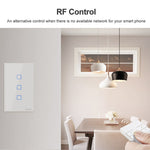 Interrupteur mural tactile Sonoff T2 120mm en verre trempé, interrupteur lumière domotique, compatible Alexa et Google Home, AC 100V-240V, prise US, 120mm / 3 prises US