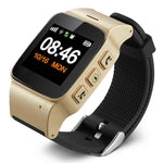 Montre connectée GPS D99+ pour seniors, écran LCD HD 1,22 pouce, étanche, compatible GPS + LBS + WiFi, numérotation bidirectionnelle, écoute vocale, premiers secours, alarme au poignet, barrière de sécurité, couleur or rose.