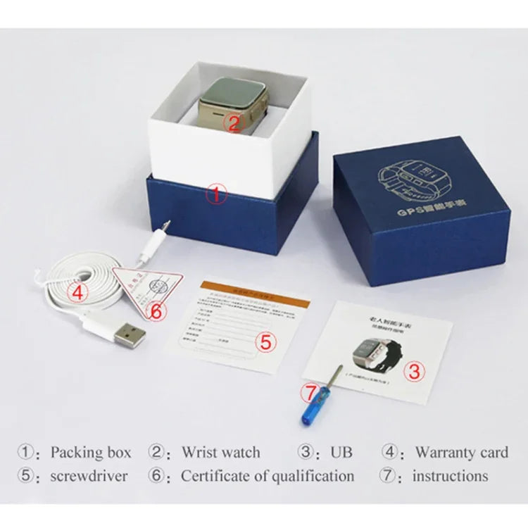Montre connectée GPS D99+ pour seniors, écran LCD HD 1,22 pouce, étanche, compatible GPS + LBS + WiFi, numérotation bidirectionnelle, écoute vocale, premiers secours, alarme au poignet, barrière de sécurité, couleur or rose.