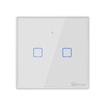 Interrupteur mural tactile Sonoff T2 86mm en verre trempé, interrupteur tactile pour maison intelligente, compatible Alexa et Google Home, AC 100V-240V, prise EU, 86mm / 2 prise EU