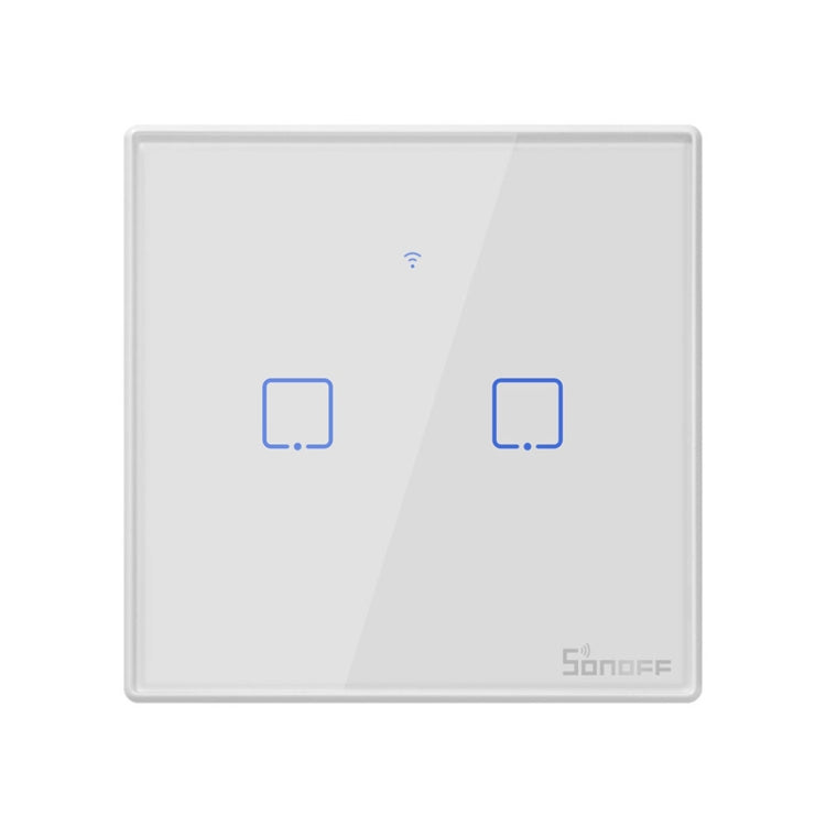 Interrupteur mural tactile Sonoff T2 86mm en verre trempé, interrupteur tactile pour maison intelligente, compatible Alexa et Google Home, AC 100V-240V, prise EU, 86mm / 2 prise EU