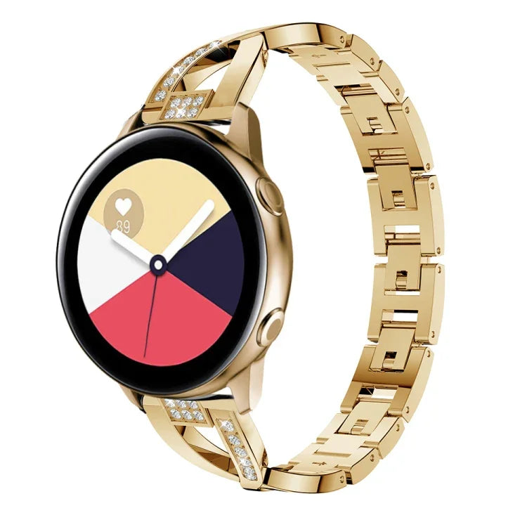 Bracelet de montre en acier inoxydable à motif diamant en forme de X pour Galaxy Watch Active 20 mm