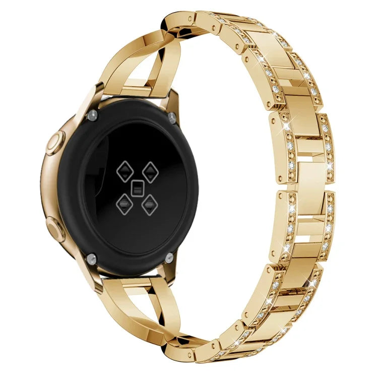 Bracelet de montre en acier inoxydable à motif diamant en forme de X pour Galaxy Watch Active 20 mm