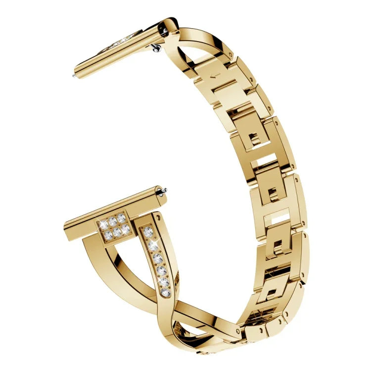 Bracelet de montre en acier inoxydable à motif diamant en forme de X pour Galaxy Watch Active 20 mm