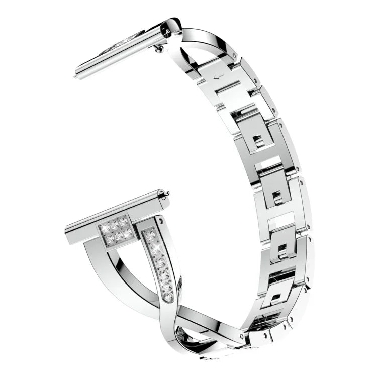 Bracelet de montre en acier inoxydable à motif diamant en forme de X pour Galaxy Watch Active 20 mm
