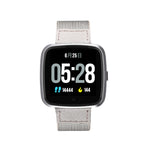Bracelet connecté DTNO.1 G12 avec écran couleur OLED 1,3 pouce, étanche IP67, bracelet en nylon, notifications d'appel, surveillance de la fréquence cardiaque, alerte sédentarité et modes multisports.