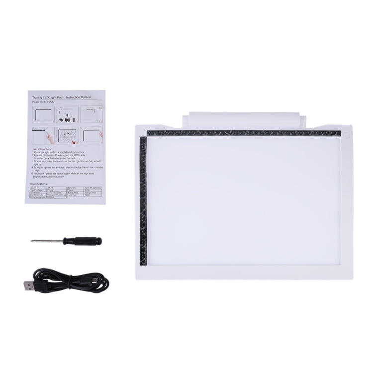 A4-19 6,5W Trois niveaux de luminosité Dimmable A4 LED Tablette de dessin avec câble USB