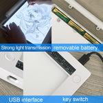 A4-19 6,5W Trois niveaux de luminosité Dimmable A4 LED Tablette de dessin avec câble USB