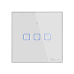Interrupteur mural tactile Sonoff T2 86mm panneau en verre trempé, Interrupteur tactile lumière maison intelligente, Compatible Alexa et Google Home, AC 100V-240V, prise EU, 86mm/ 3 prise EU