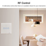 Interrupteur mural tactile Sonoff T2 86mm panneau en verre trempé, Interrupteur tactile lumière maison intelligente, Compatible Alexa et Google Home, AC 100V-240V, prise EU, 86mm/ 3 prise EU