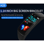 Bracelet connecté H29 avec écran couleur IPS de 1,14 pouce, étanche IP67, compatible avec le comptage des pas, les notifications d'appels, le suivi de la fréquence cardiaque et le suivi du sommeil.