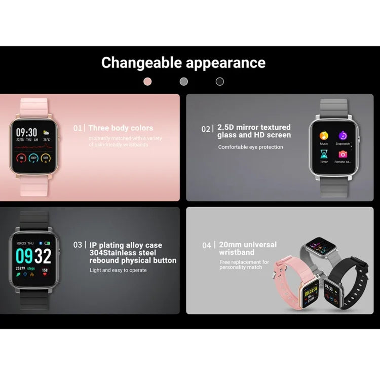 Montre de sport connectée SMA-F1 avec écran tactile TFT de 1,3 pouce, étanche IP68, prise en charge de la fréquence cardiaque dynamique, de la tension artérielle et de la détection du sommeil / Bluetooth / réveil / contrôle photo, SMA-F1