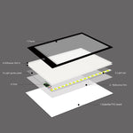 Tableau de copie acrylique LED 5W 5V format A4 à luminosité réglable sans palier pour dessin et croquis d'anime, avec câble USB, dimensions : 220x330x5mm, luminosité réglable sans palier