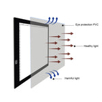 Tableau de copie acrylique LED 5W 5V format A4 à luminosité réglable sans palier pour dessin et croquis d'anime, avec câble USB, dimensions : 220x330x5mm, luminosité réglable sans palier
