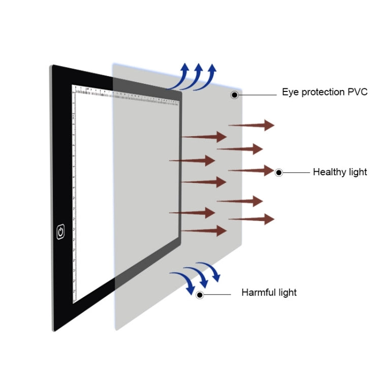 Tableau de copie acrylique LED 5W 5V format A4 à luminosité réglable sans palier pour dessin et croquis d'anime, avec câble USB, dimensions : 220x330x5mm, luminosité réglable sans palier
