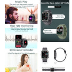 Montre connectée de sport KR06 étanche avec podomètre, surveillance de la fréquence cardiaque et de la pression artérielle, appels Bluetooth