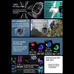 Montre connectée de sport KR06 étanche avec podomètre, surveillance de la fréquence cardiaque et de la pression artérielle, appels Bluetooth