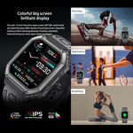 Montre connectée de sport KR06 étanche avec podomètre, surveillance de la fréquence cardiaque et de la pression artérielle, appels Bluetooth