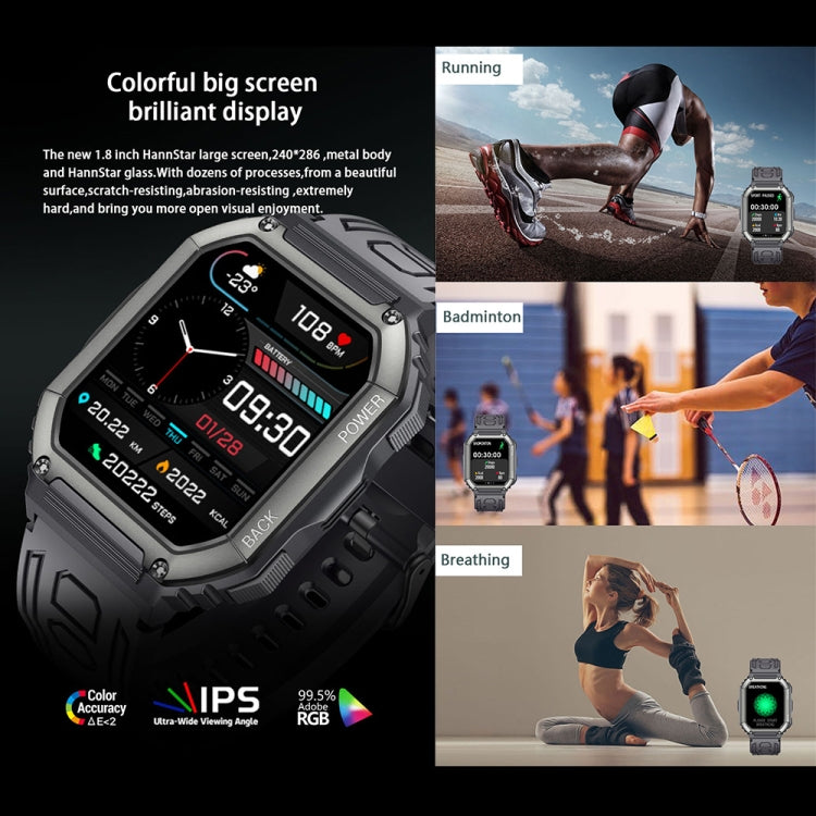 Montre connectée de sport KR06 étanche avec podomètre, surveillance de la fréquence cardiaque et de la pression artérielle, appels Bluetooth