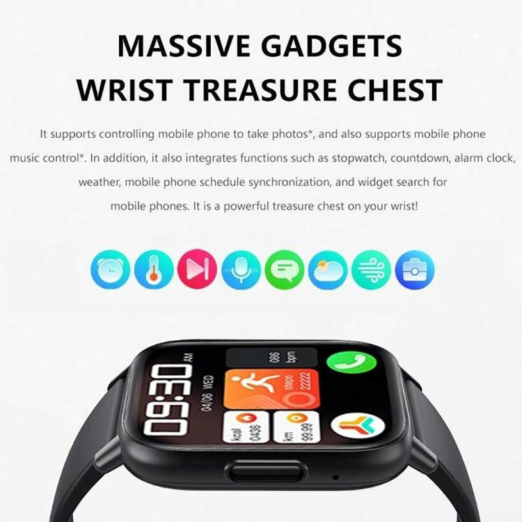 Montre connectée étanche DM60 de 1,83 pouce, avec surveillance de la température corporelle, de la fréquence cardiaque, de l'oxygène sanguin et de la pression artérielle.