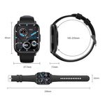 Montre connectée étanche DM60 de 1,83 pouce, avec surveillance de la température corporelle, de la fréquence cardiaque, de l'oxygène sanguin et de la pression artérielle.